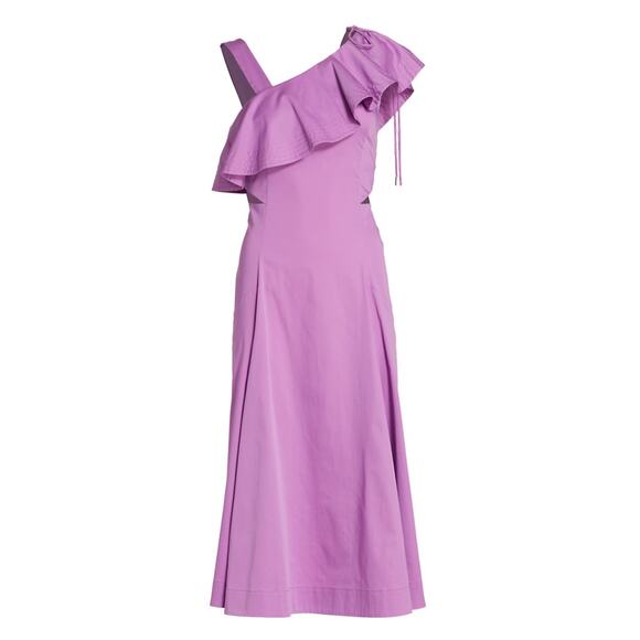 NEW Veronica Beard Asymmetric Ruffle Midi Dress Purple - Picture 2 of 8